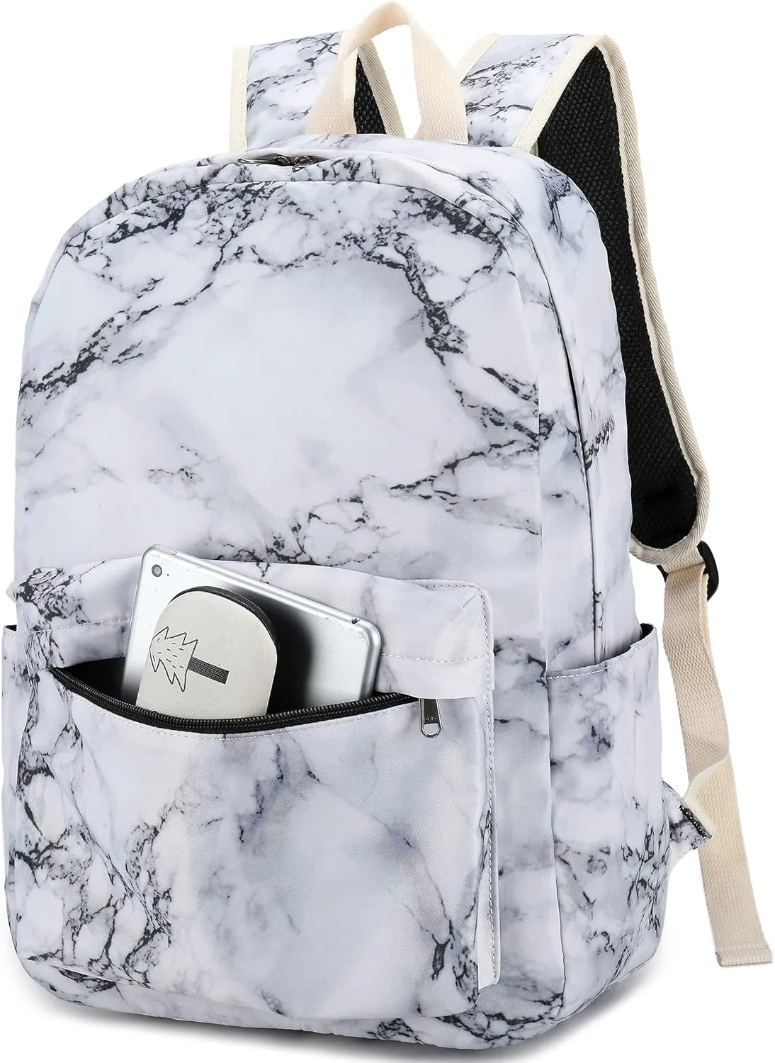 School Backpack Teen Girls Lightweight College Waterproof School Laptop Casual Backpack (Marble)