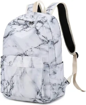 School Backpack Teen Girls Lightweight College Waterproof School Laptop Casual Backpack (Marble)