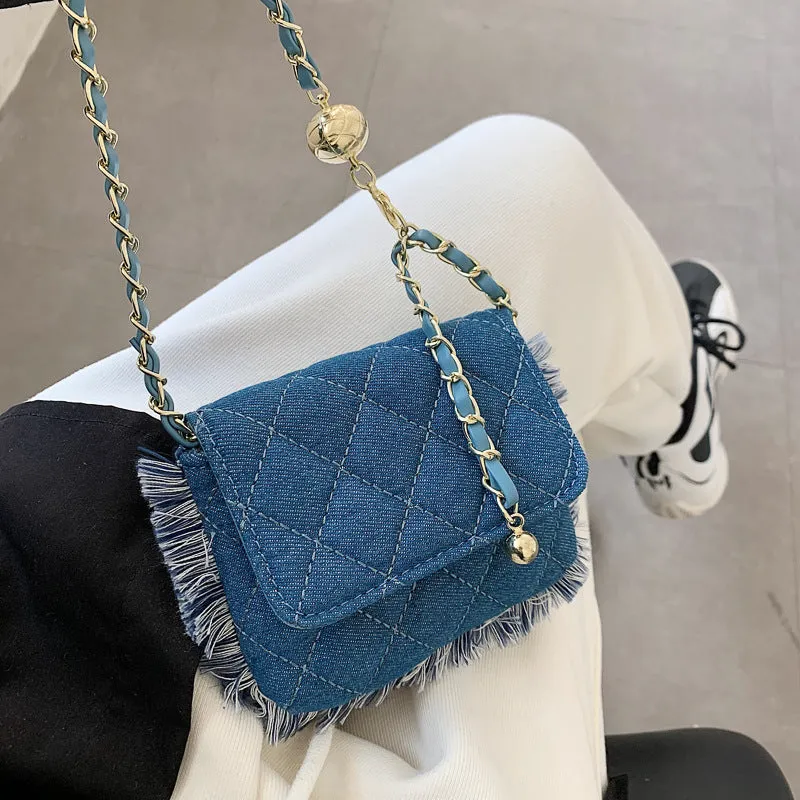 Sling Bags Embroidery Thread Chain Bag Fashionable Stylish Casual Small Square Bag