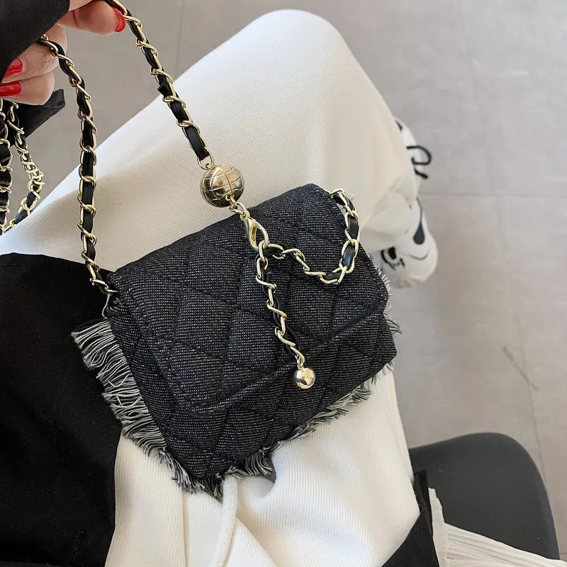 Sling Bags Embroidery Thread Chain Bag Fashionable Stylish Casual Small Square Bag