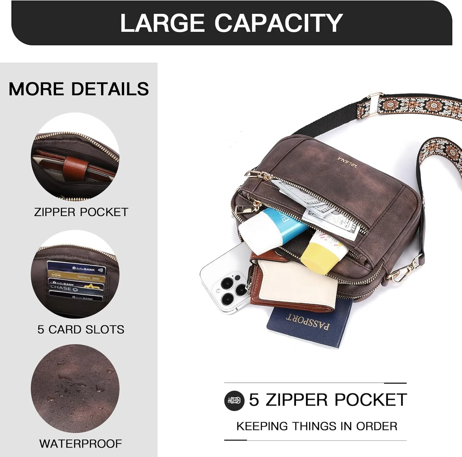 Telena Crossbody Purse for Women Small Crossbody Bags Trendy Vegan Leather with Adjustable Shoulder Strap