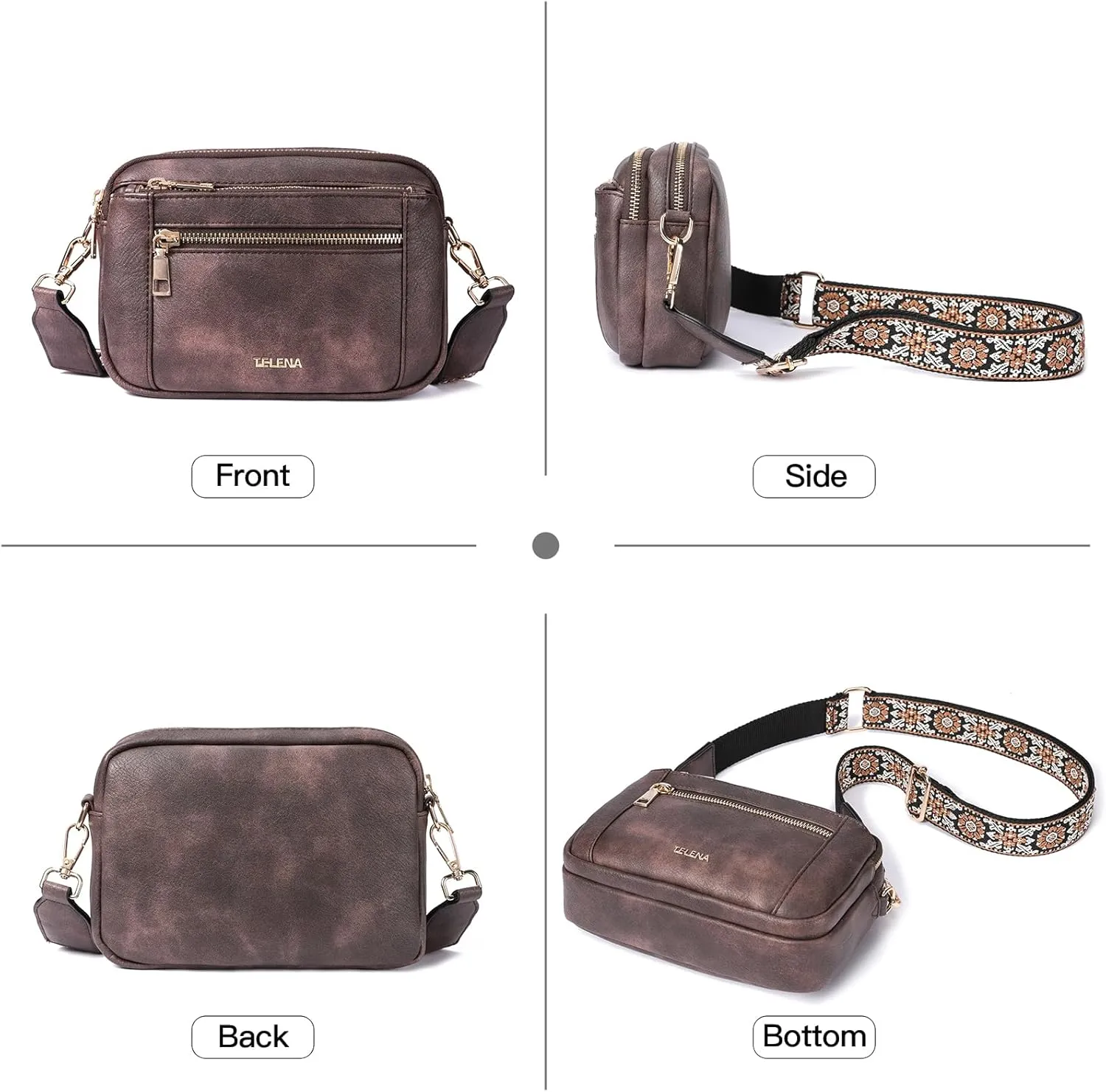 Telena Crossbody Purse for Women Small Crossbody Bags Trendy Vegan Leather with Adjustable Shoulder Strap