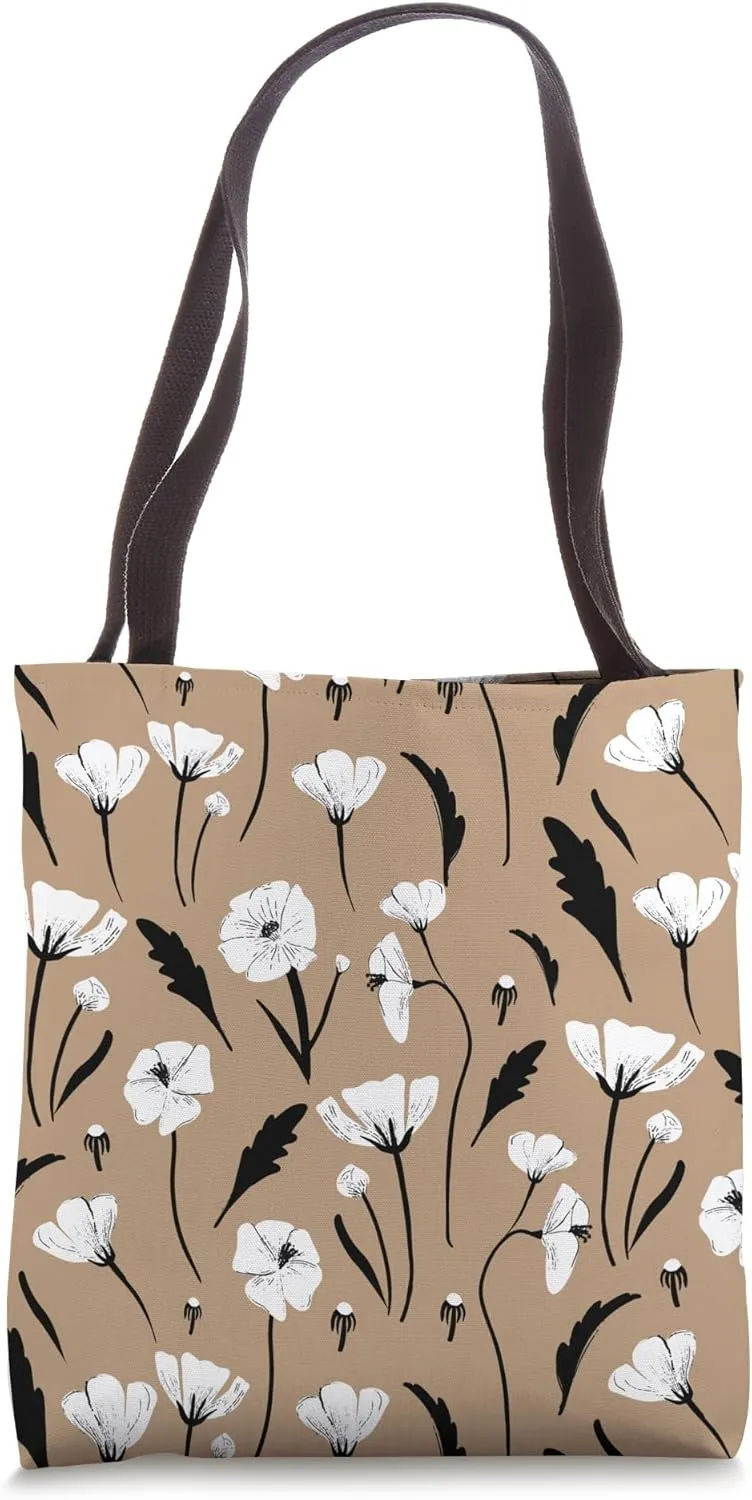 Vintage Floral Garden Rose Pattern - Hazelnut Brown Tote Bag