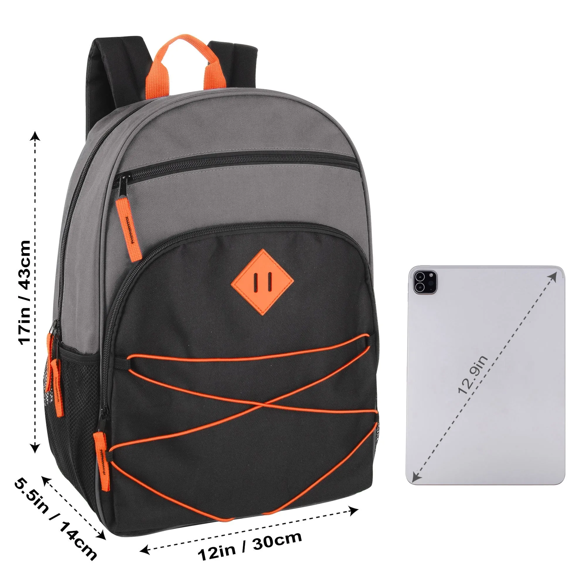 Wholesale 17 Inch Multi Pocket Bungee Backpack - 5 Colors