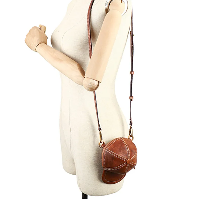 Womens Cap Shaped Mini Leather Crossbody Purse Cross Shoulder Bag