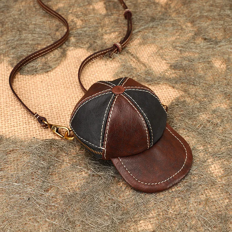 Womens Cap Shaped Mini Leather Crossbody Purse Cross Shoulder Bag