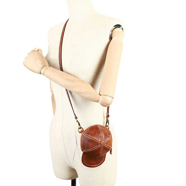 Womens Cap Shaped Mini Leather Crossbody Purse Cross Shoulder Bag