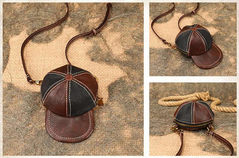 Womens Cap Shaped Mini Leather Crossbody Purse Cross Shoulder Bag