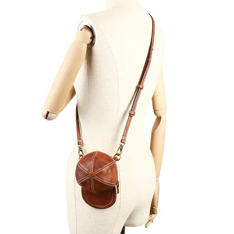 Womens Cap Shaped Mini Leather Crossbody Purse Cross Shoulder Bag