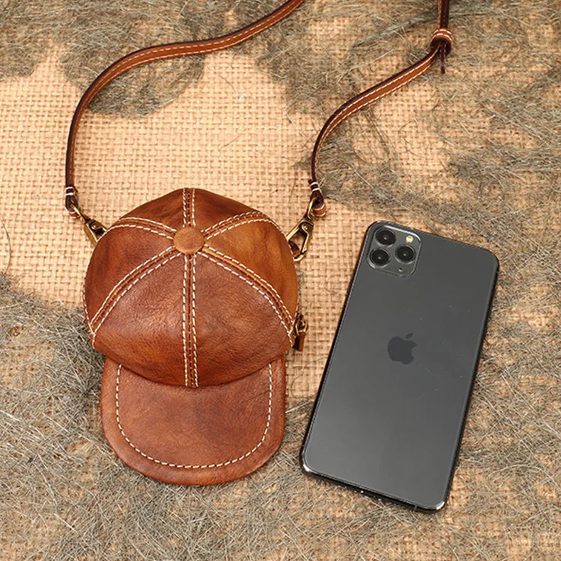 Womens Cap Shaped Mini Leather Crossbody Purse Cross Shoulder Bag