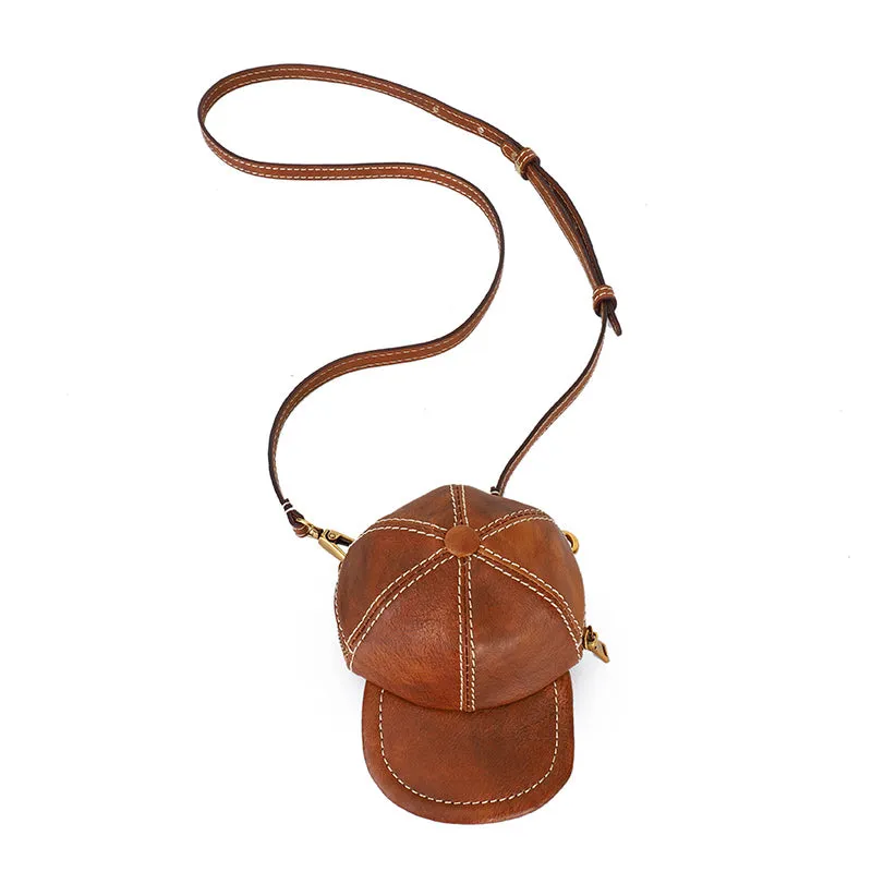 Womens Cap Shaped Mini Leather Crossbody Purse Cross Shoulder Bag