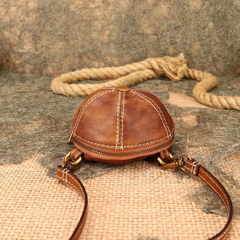 Womens Cap Shaped Mini Leather Crossbody Purse Cross Shoulder Bag
