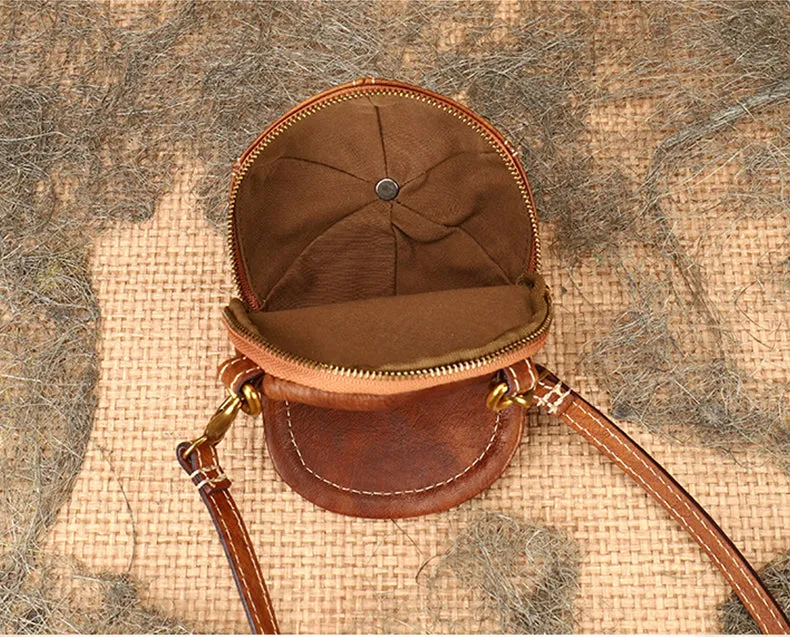 Womens Cap Shaped Mini Leather Crossbody Purse Cross Shoulder Bag