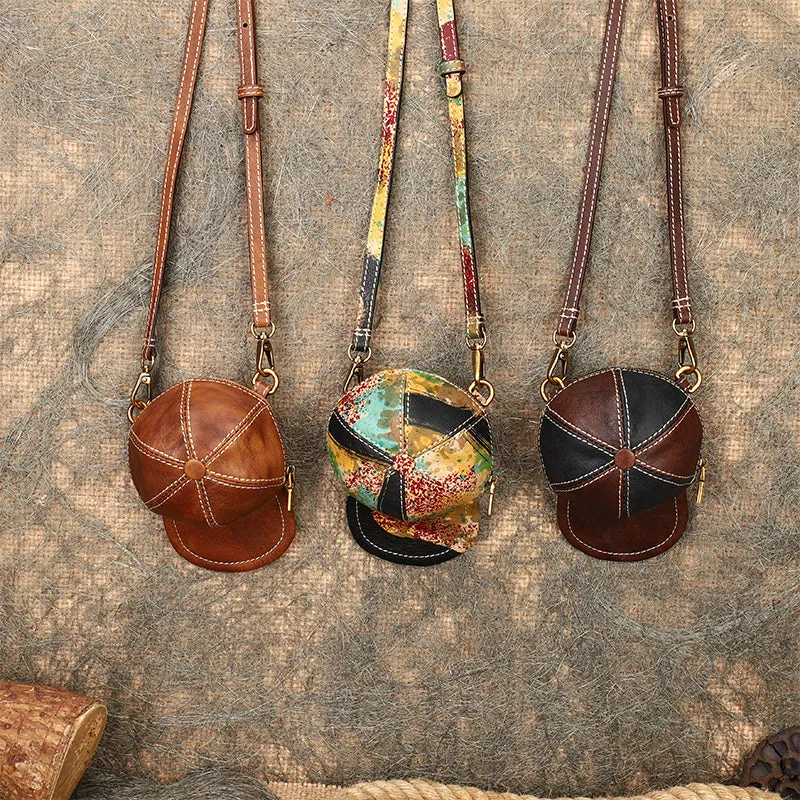 Womens Cap Shaped Mini Leather Crossbody Purse Cross Shoulder Bag