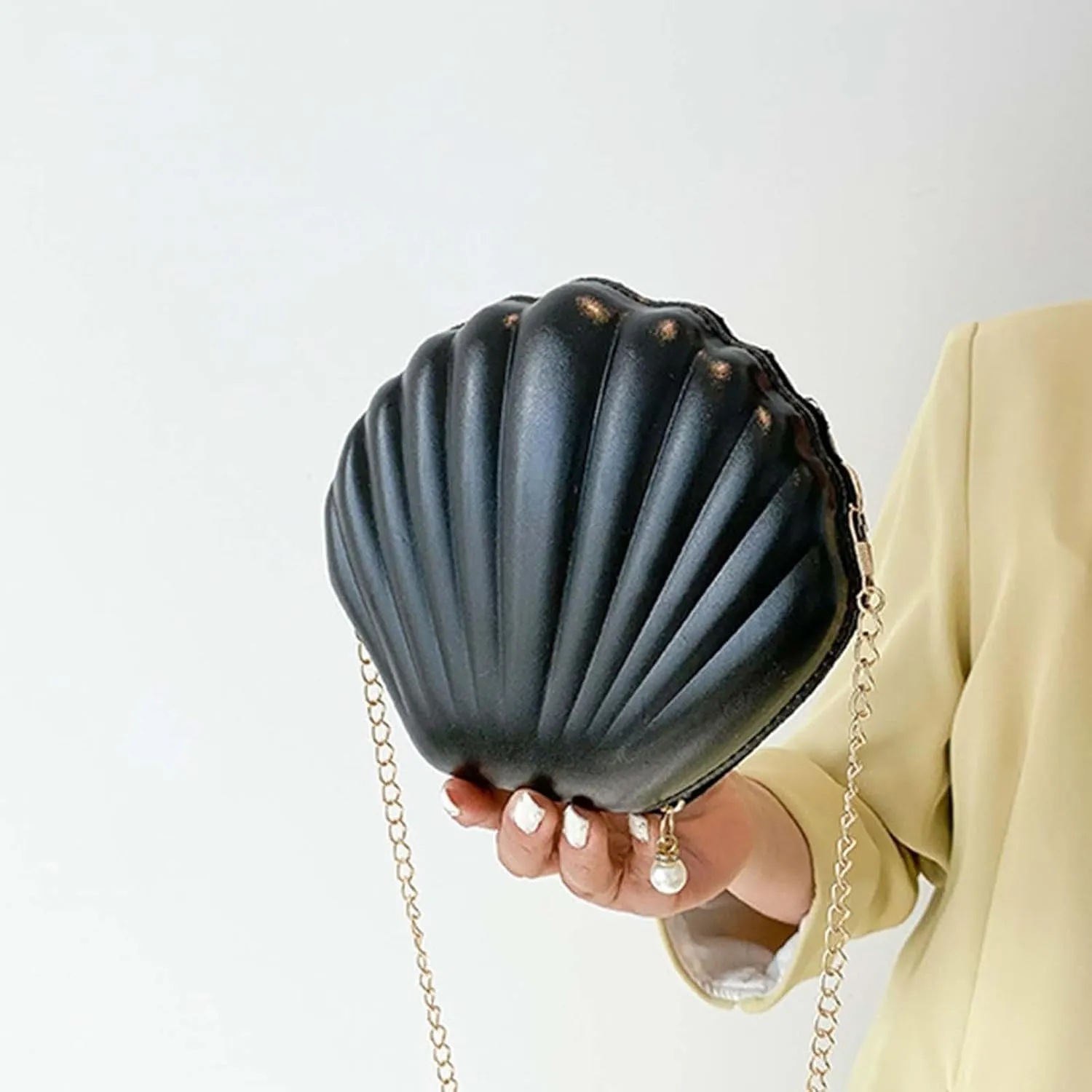 Y2k Purse,Tote Purse for Women,Women Glitter Seashell Evening Bag Purse Chain Strap Clutch Handbag Pearl Shoulder Bag Fashion Mini Cross-body Bags